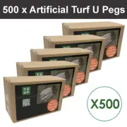 500 Pieces U Shape Green Artificial Synthetic Fake Grass Turf Lawn Pins Pegs