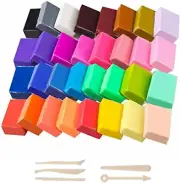 Clay Starter Kit Polymer 32 Colors Oven Bake with 5 Modeling Tools Toy Access...