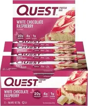 Quest Nutrition White Chocolate Raspberry Protein Bar Low Carb High Protein 12pk