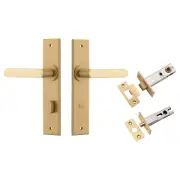 Osaka Lever Chamfered Backplate Privacy Kit w Privacy Turn Brushed Brass