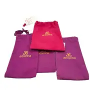 Arbonne Pink & Purple Drawstring Gift Bags Set Of 4 Gold Logo 2 Sizes