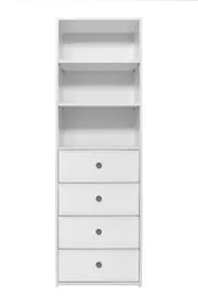 GENEVA 3 SHELF 4 DRAWER BUILT IN WARDROBE - WHITE - SLIM - ROUND BLACK