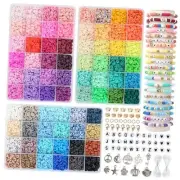 15000pcs 72 Colors Clay Beads for Bracelet Making Kit, Polymer Heishi Letter