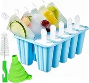 Popsicle Molds 10 Pieces Silicone Ice Pop Models Popsicle Models Reusable Easy Release Ice Pop Maker (10 Cavities-Blue)