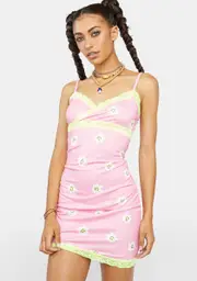 [NGOrder] Flower Smiley Lace Trim Dress