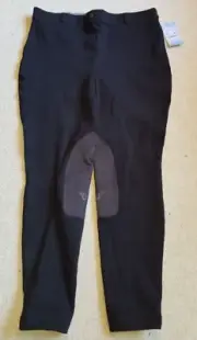 NWT Womens Pants-TUFFRIDER-EQUESTRIAN-black stretch knit cotton breeches-38