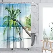 3D Shower Curtain Sea Underwater World Animals Polyester Shower Curtain Waterproof Beach Ship Print Washable Bathroom Decor Home Curtains with Hooks,180(W)×200(H)cm