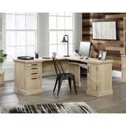 Sauder Aspen Post Desk Corner Desk L-Shaped Office Computer Table Storage Drawers Filing Oak woodgra