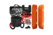 X-BULL Recovery Kit 17PCS With Recovery tracks Kinetic Rope Snatch Strap Winch Damper 4WD 4X4 Orange