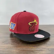 Mitchell & Ness Miami Heat NBA 50th Side Patch SnapBack Adjustable Hat Cap Gold