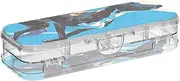 Yoogain Sports Running Dogs Blue Plastic Pencil Box Clear Double Deck Hard Pens Case Boxes For School With Snap And Lid