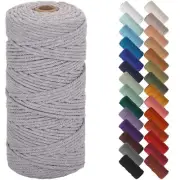Light Gray Macrame Cord 3mm x 109 Yards Colored Cotton Rope for Wall Hangings