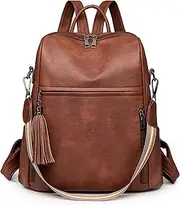 [UAAQV] Leather Backpack Purse for Women Fashion Tassel Ladies Shoulder Bags Designer Large Travel Backpack Bags