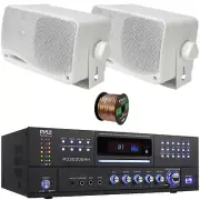 Pyle DVD Home Audio Amplifier, 2x 3.5'' 200W 3-Way Mini Box Speakers, 16G Wire