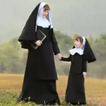 萬聖節修女COSPLAY服裝 兒童舞臺表演服親子派對遊戲服