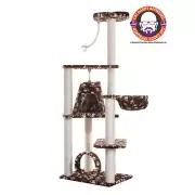 Armarkat Classic real woodCat Tree Model A6601,Saddle Brown with White Paw Print