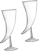 2Pcs Creative Horn Goblet Glasses for Cocktails Elegant Transparent Moon Design and Non Slip Base for Parties and Home Use