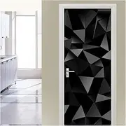 Door Stickers 3D Geometric Pattern Door Stickers Living Room PVC Self Adhesive Door Wallpaper Home Decor Waterproof Mural Wall Decals(95x215cm)