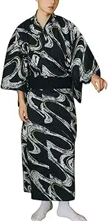[Generic] Men's Japanese Kimono with Obi Belt Traditional Pattern Yukata Robe Summer Kimono