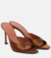 [Amina Muaddi] Amina Muaddi Alexa 95 satin mules AU 9 brown