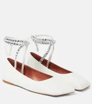 [Amina Muaddi] Amina Muaddi Ane embellished leather ballet flats AU 10 white