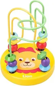 Totority Roller Bead Maze Toy Lion Design 1-3 Year Old Boys Girls Cognitive Skills Counting Wooden Toys