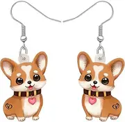 [DALANE] Valentines Day Gifts Acrylic Corgi Dog Earrings Dangle Drop Flower Puppy Pets Jewelry for Women Girls Kids Corgi Lovers Decor Party Favors