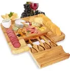 Huxley Bamboo Charcuterie Cheese Cutting Board Stainless Knife Set