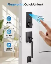 WiFi Front Door Lock Set - Fingerprint Smart Locks Handle Set Keyless Entry A...