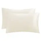Satin Pillowcase for Hair and Skin, Ivory Standard Size Pillowcase Set of 2 -...