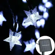 Solar Powered 5-Point LED Star String Lights Outdoor Decorative Lights - 100 LED- White