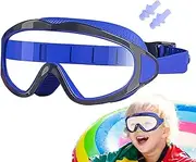 Kids Swim Goggles - Diving Goggles with Waterproof Earplugs | Leakproof UV Protection Eyewear, HD Anti-Fog Swimming Glasses For Youth Teens
