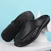 Men's Black EVA Slip-On Loafers – Comfortable Casual Mules for Indoor Outdoor Wear