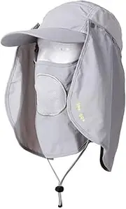 [BESPORTBLE] Adjustable Sun Hat Grey 50 Protection Sun Shield and Mask for Outdoor Sports Hiking