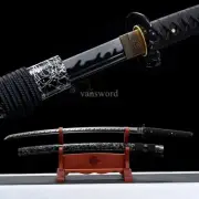 Japanese Katana High Manganese Steel Sword Black Blade With Bohi Full Tang Sharp