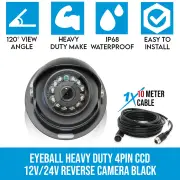 Elinz 4 PIN Heavy Duty CCD IR Reversing Camera Night Vision 12V 24V Black 10M 4PIN Cable