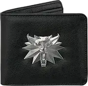 JINX The Witcher 3 White Wolf Bi-Fold Wallet, Black with Medallion, moyen