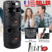 Dual 8" Woofer Portable FM Bluetooth Party Speaker Heavy Bass Sound + Remote Mic