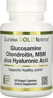 California Gold Nutrition Glucosamine Chondroitin, MSM Plus Hyaluronic Acid, 60 Veggie Capsules