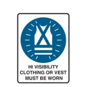 Brady Mandatory Sign - Hi-Visibility Clothing Or Vest Must Be Worn, H300mm x W22