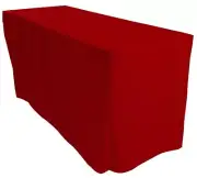 New 4' ft. Fitted Polyester Table Cover Wedding Banquet Event Tablecloth Red