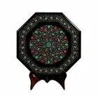 18" black Marble Dining Coffee Side Table Top Mosaic Marquerty Inlay antique