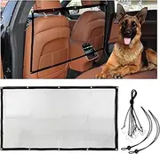 Hbxdeco Dog Car Net Barrier, 44"×24" Dog Barrier for Car, Pet Car Divider for Back Seat, Adjustable Stretchable Auto Safety Mesh Pet Barrier Net, Easy to Install, Universal for Car SUV Truck