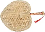Vaguelly Manual Straw Woven Hand Fan Summer Handheld Fan for Wedding Parties Outdoor Activities