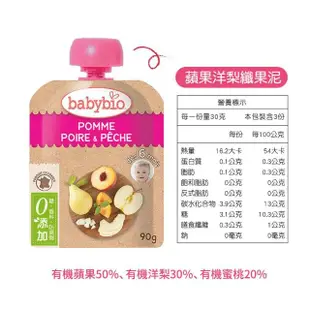 【BABYBIO】纖果泥-陽光生機蘋果隨身包6入組_口味任選_香蕉/草莓/藍莓/黑棗(寶寶果泥 水果泥 副食品)
