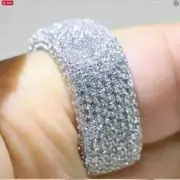 3Ct Round Real Moissanite Cluster Men's Band Ring 14K White Gold Plated Silver