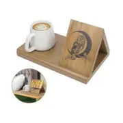 Small Bookshelf Wooden Book Holder Triangle Book Stand Book Rest with Cup Brown