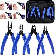 Glarks 5Pcs Jewelry Pliers Tool Set Including Split Ring Pliers Jewelry Bead Crimping Pliers Jewelry Wire Cutter and Memory Wire Cutting Pliers for Jewelry Bead Repairing Making Supplies
