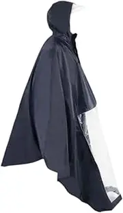 Perfk Wheelchairs Poncho Cover Lightweight Outdoor Protective Coat Camping Raincoat with Hood Wheelchairs Rain Cover for Men Women, dark blue, with mirror hole