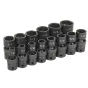 14 PC 1/2" DR STD LENGTH FRACTIONAL UNIVERSAL SET GRE1314U Brand New!